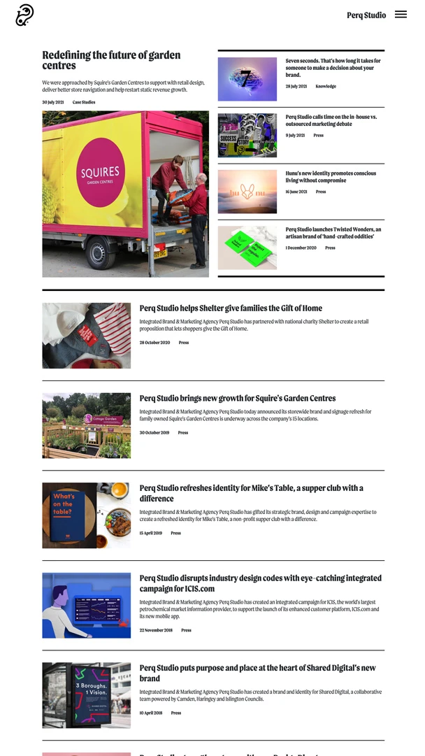 Screenshot of the Perq Case Study Landing page